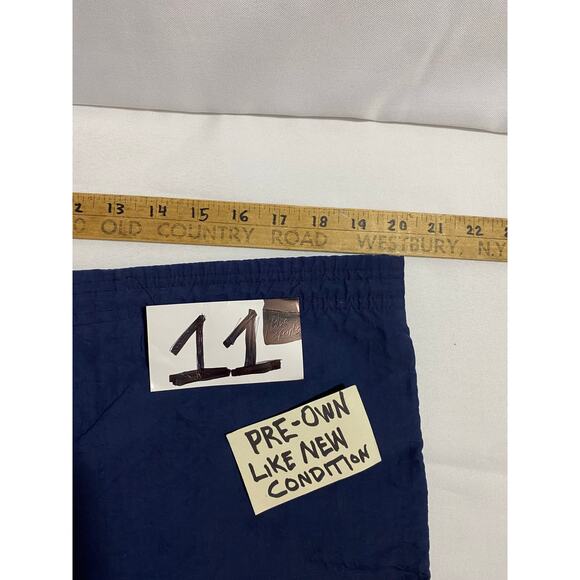 Vintage Uzzi Lifeguard Gear Shorts Size S Navy Blue Made in USA Button Fly Logo - Picture 6 of 6